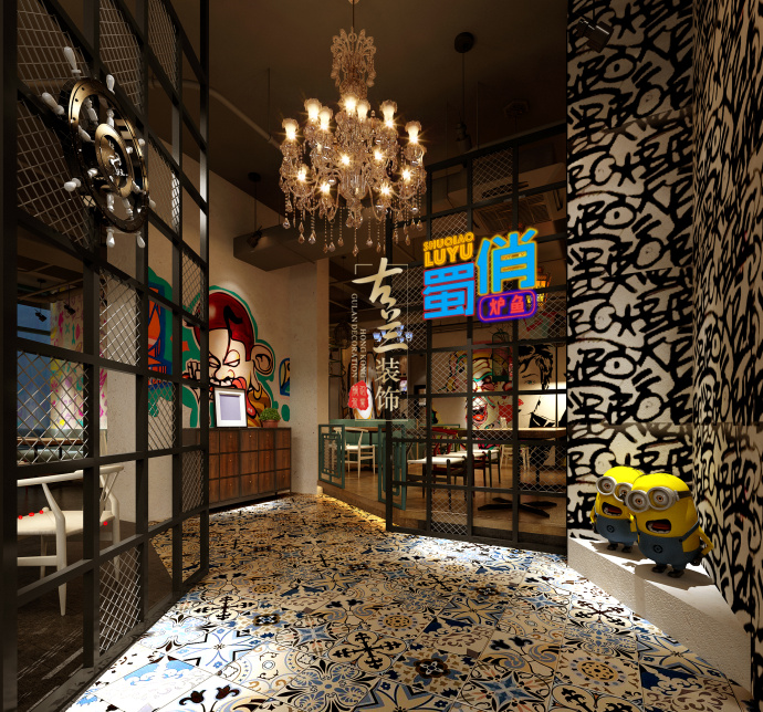 原創(chuàng)作品:眉山蜀俏烤魚吧裝修設(shè)計-成都烤魚吧裝修設(shè)計,成都燒烤店裝修設(shè)計,眉山烤魚吧裝修設(shè)計
